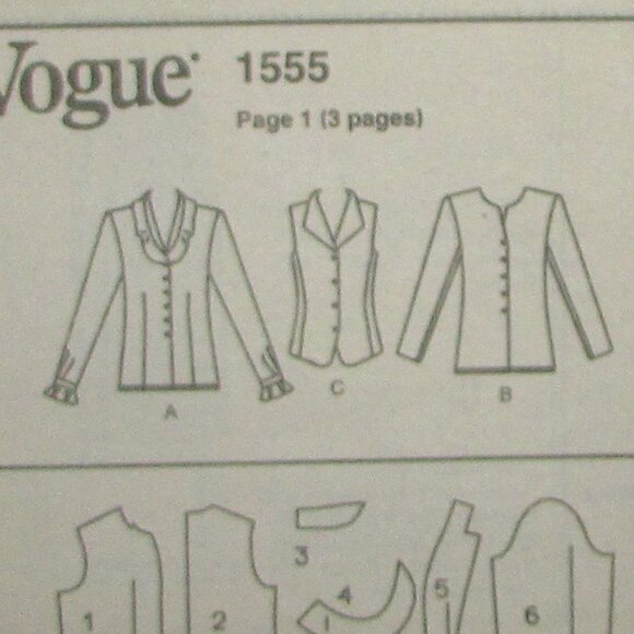 Anne Klein II Vogue Sewing Pattern - 1555 - Sz 8-10-12 - UNCUT - Picture 4 of 4